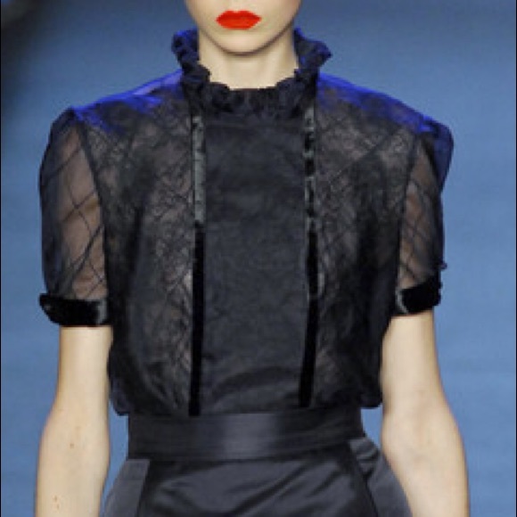 Zac Posen Tops - NWOT Zac Posen sheer top with velvet detailing